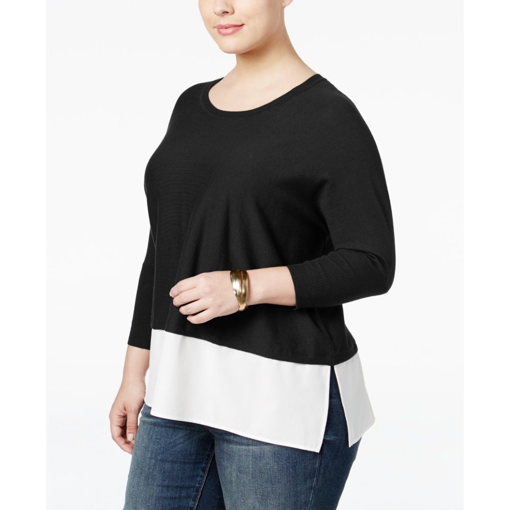 NWT Womens Plus Size 3X Style & Co. Mixed Media Layered-Look Colorblock Sweater